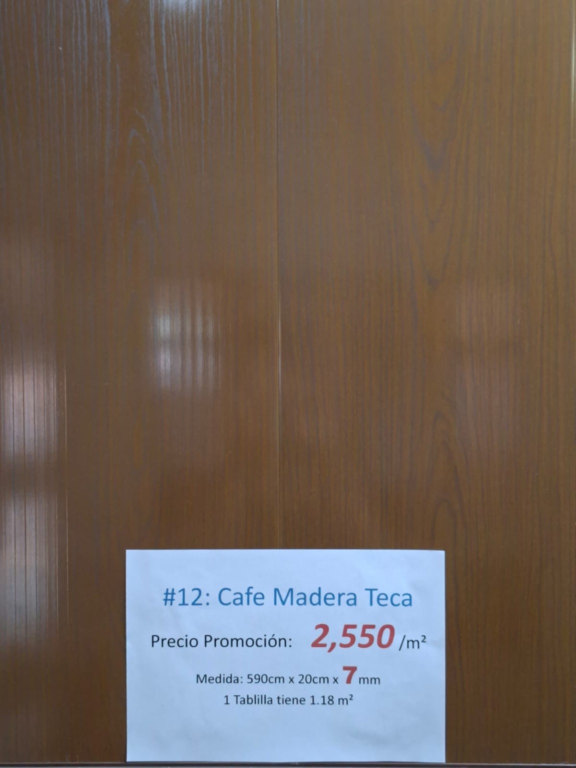 Tablilla PVC color Café Madera Teca, código #12