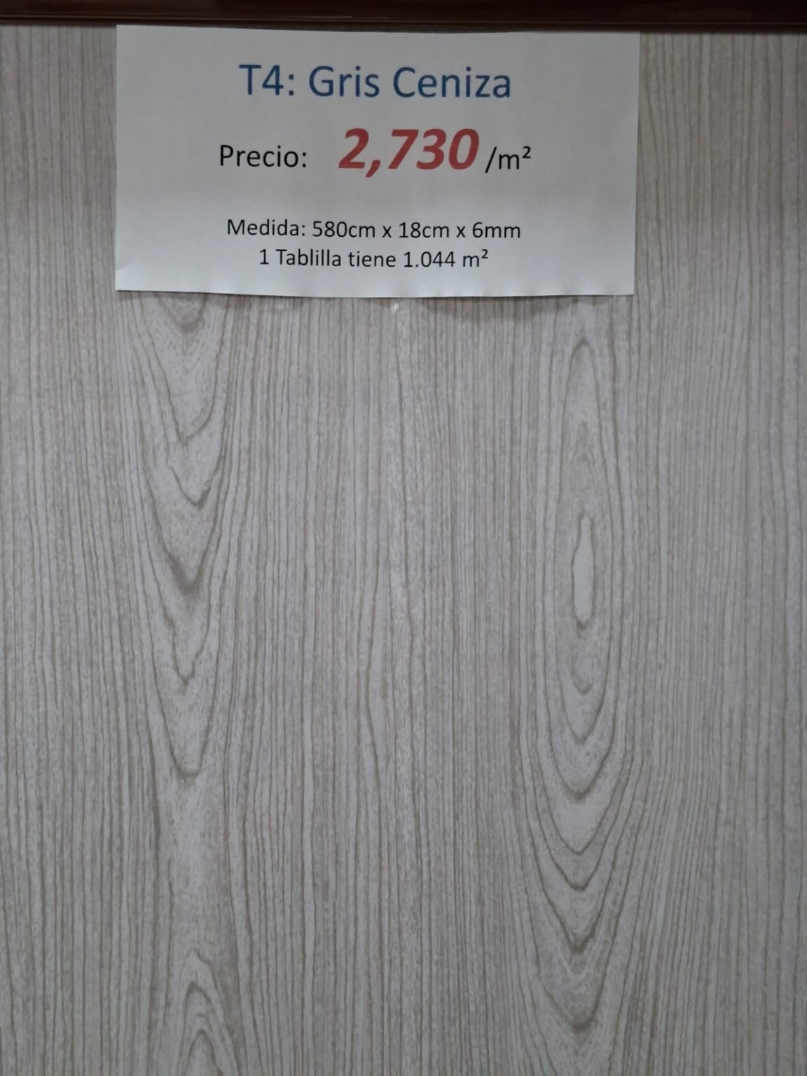 Tablilla PVC color Gris Ceniza, código T4