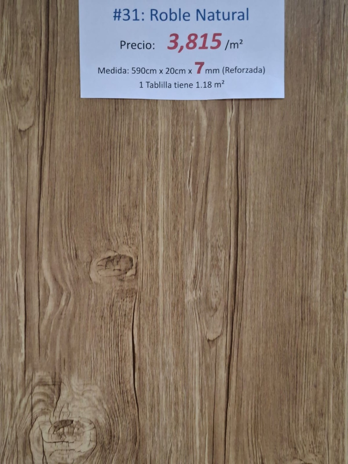 Tablilla PVC Roble Natural de 20 cm